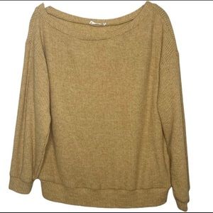 Lush Mustard Waffle Knit Top